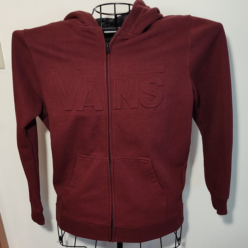 Vans boy's maroon zip-up hoodie jacket, excellent condition, size L